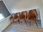 6 Cognac Velours Eetkamerstoelen 'Royce' - ZGAN, Huis en Inrichting, Ophalen, Bruin, Zo goed als nieuw, Vijf, Zes of meer stoelen