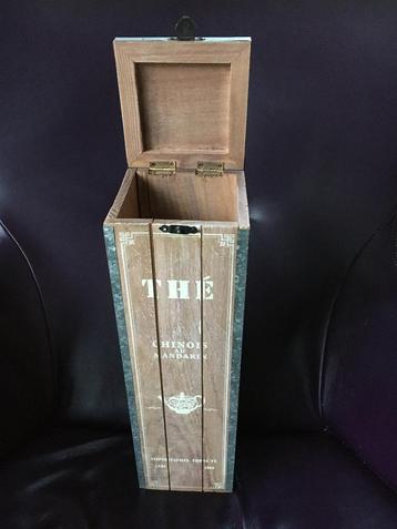 Nieuw houten theekist teakist theedoos Depuis 1868 H35x11x11 beschikbaar voor biedingen