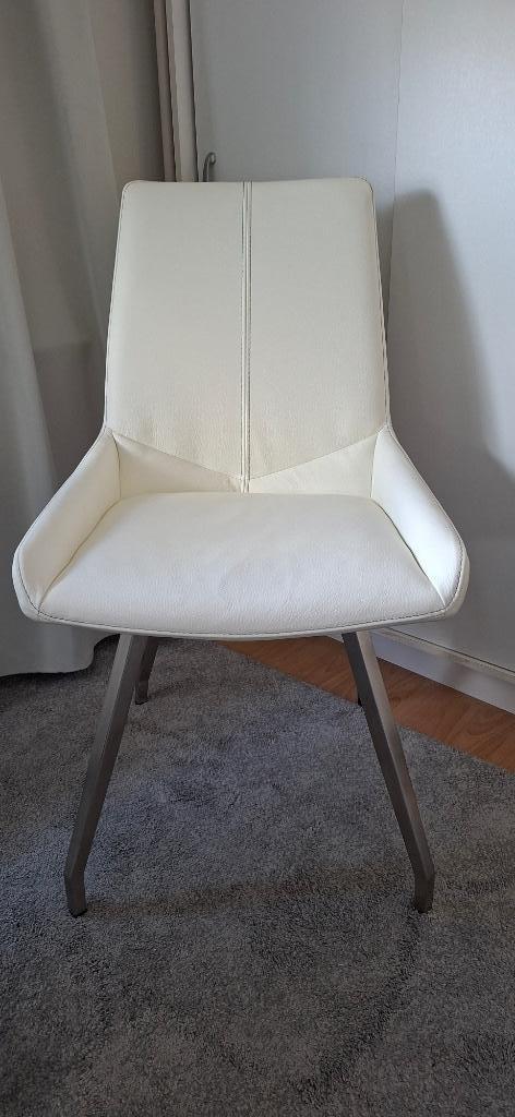 4 Eetkamerstoelen, Huis en Inrichting, Stoelen, Gebruikt, Vier, Leer, Wit, Ophalen
