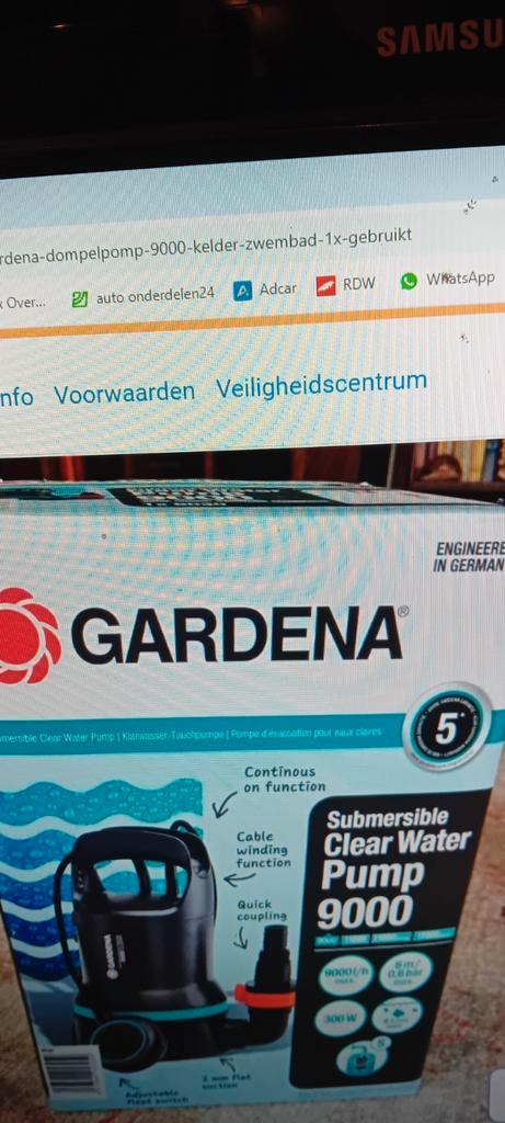 Gardena Dompelpomp 9000 -    1 keer Gebruikt, Tuin en Terras, Waterpompen, Gebruikt, Elektrisch, Dompelpomp, Ophalen of Verzenden
