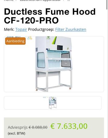 Filterkast laboratorium - 120cm breed - actief koolfilter beschikbaar voor biedingen