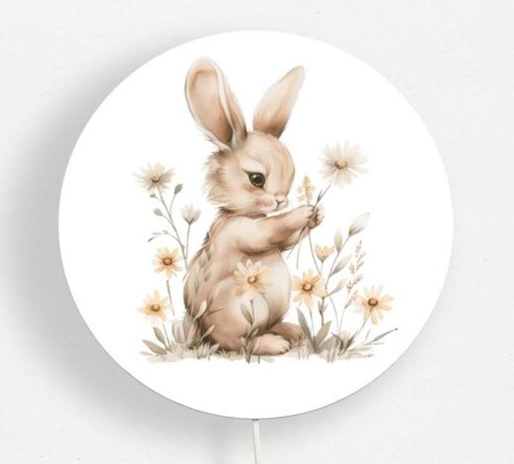 Ronde Wandlamp Konijn Little Dreamzzz 30 cm (Ø), Kinderen en Baby's, Kinderkamer | Inrichting en Decoratie, Nieuw, Lamp, Ophalen of Verzenden