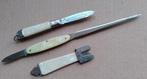 Vintage set zakmes, briefopener en glassnijder wit parelmoer, Ophalen of Verzenden