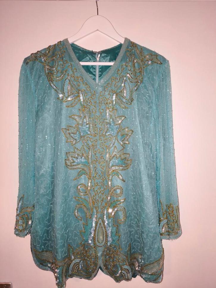Vintage Ginger Aardbei blouseet sequins, Kleding | Dames, Blouses en Tunieken, Zo goed als nieuw, Maat 38/40 (M), Overige kleuren