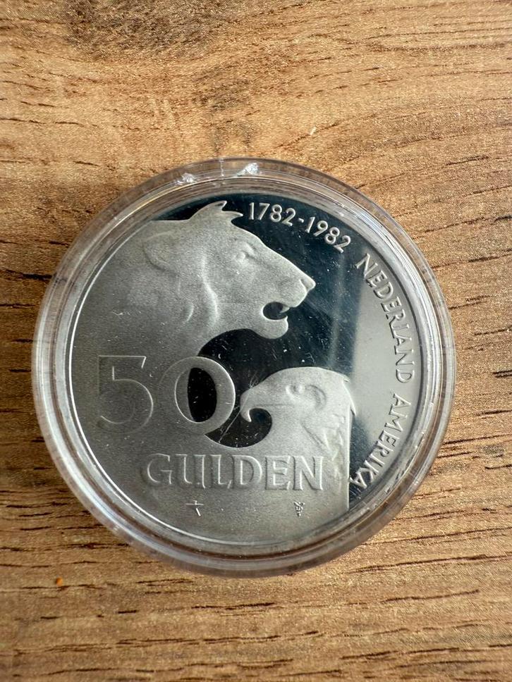 50 Gulden 1982 Proof – Nederland Amerika –  €70, Postzegels en Munten, Munten | Nederland, 50 gulden, Koningin Beatrix, Zilver
