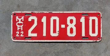 Kentekenplaat 1922 Michigan USA Nummerplaat Nummerbord  beschikbaar voor biedingen