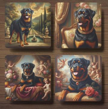 Rottweiler Barok onderzetters met houder beschikbaar voor biedingen