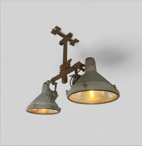 Unieke industriële verstelbare fabriekslampen, Huis en Inrichting, Lampen | Hanglampen, Gebruikt, 50 tot 75 cm, Glas, Metaal, Ophalen