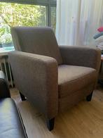 Donkerbruine fauteuil, Ophalen, Gebruikt, 75 tot 100 cm, Stof