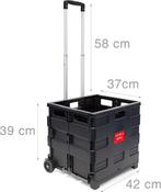 Boodschappentrolley, Uitschuifbare handgreep, 30 cm of meer, Gebruikt, Zwart