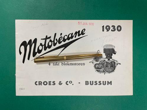 Motobécan Motorcycle Sales Sheet 1930 FRA/NL (Origineel), Verzamelen, Automerken, Motoren en Formule 1, Zo goed als nieuw, Motoren