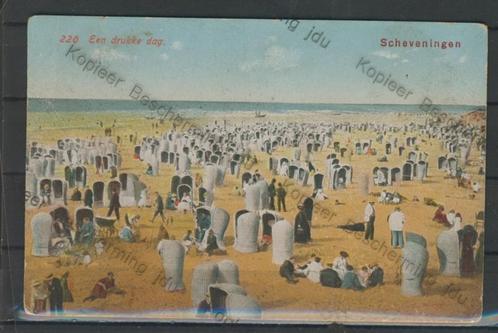 Scheveningen Een drukke dag Ansichtkaart f-201a jdu  De schu, Verzamelen, Ansichtkaarten | Nederland, Gelopen, Zuid-Holland, Voor 1920