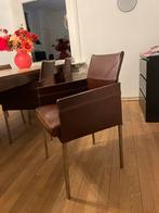 Stoere leren eetkamerstoelen merk KFF, Huis en Inrichting, Ophalen, Gebruikt, Bruin, Leer