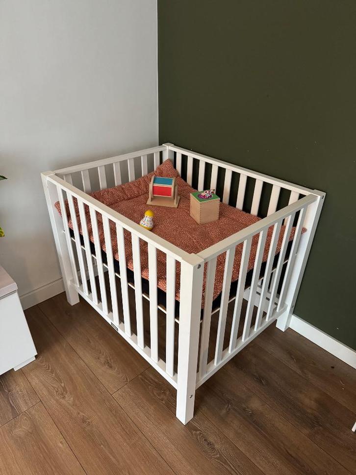 Complete Bopita Box incl toebehoren, Kinderen en Baby's, Boxen, Gebruikt, Rechthoekig, In hoogte verstelbaar, Boxkleed, Ophalen