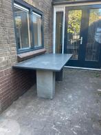 Hardstenen tuintafel met granieten kolompoten, Tuin en Terras, Tuintafels, Ophalen, Gebruikt, Rechthoekig, Overige materialen