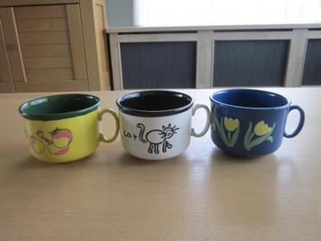 Just Mugs England 3 aardewerk soepkommen D11cm H8cm beschikbaar voor biedingen