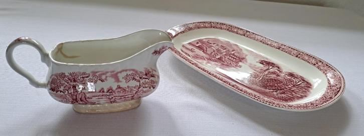 Oud serveerschaal P.Regout Maastricht sauskom Myott jacht, Antiek en Kunst, Antiek | Servies los, Verzenden