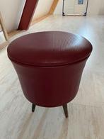 Vintage Wijnrood Skai Krukje met Opbergruimte, Ophalen, Minder dan 50 cm, Gebruikt, Rond
