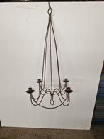 Brocante metalen kaarsen kroonluchter 4 kaarsen, Antiek en Kunst, Ophalen of Verzenden
