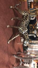 Bronzen panter/ luipaard zilver zwart, Verzamelen, Beelden en Beeldjes, Ophalen of Verzenden, Zo goed als nieuw, Dier