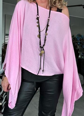 XUNA roze off shoulder tuniek, wijde mouwen, nieuw beschikbaar voor biedingen