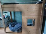 Hoogslaper hout (nieuw steigerhout) met boekenkast eronder, Ophalen, 90 cm, Eenpersoons, Steigerhout