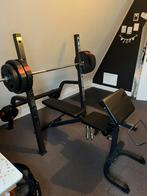 Gorilla Sports drukbank / squat rack incl. gewichten, etc., Ophalen, Zo goed als nieuw, Rug, Overige typen