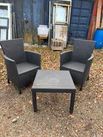Tuinsetje - 2 stoelen en tafeltje - wicker, Tuin en Terras, Niet bekend, Bijzettafel, Zo goed als nieuw, Wicker