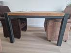 Industriële Houten eettafel met metalen frame 130x90xh79cm, Ophalen, Rechthoekig, Metaal, 50 tot 100 cm