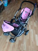 Bayer poppenwagen tweelingen grijs/roze, Ophalen, Zo goed als nieuw