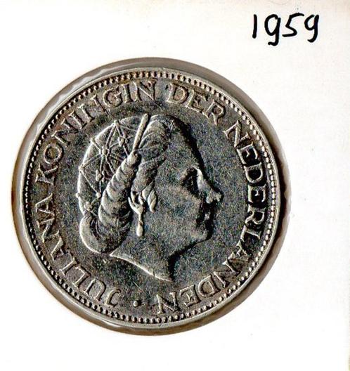 2½ Gulden - Juliana 1959, Postzegels en Munten, Munten | Nederland, Losse munt, 2½ gulden, Koningin Juliana, Zilver, Ophalen of Verzenden