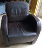 Leren fauteuil, stoel, art deco-stijl, Huis en Inrichting, Fauteuils, Ophalen, Gebruikt, Leer, Art Deco