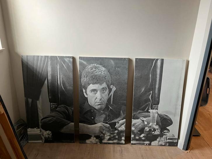 Drieluik Scarface - Wanddecoratie, Huis en Inrichting, Woonaccessoires | Schilderijen, Tekeningen en Foto's, Gebruikt, Print, 75 cm of meer