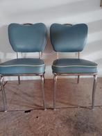 vintage art deco jaren 50 stoelen, Huis en Inrichting, Stoelen, Ophalen, Gebruikt, Blauw, Twee