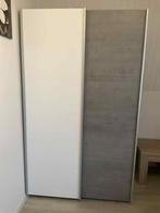 Tarp schuifdeur kledingkast, beton-wit met extra planken, Ophalen, Gebruikt, 100 tot 150 cm, 200 cm of meer