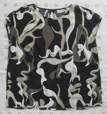 Kaffe top, blouse mouwloos, zwart beige wit, L  beschikbaar voor biedingen
