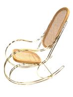 Vintage schommelstoel messing bentwood regency stijl design