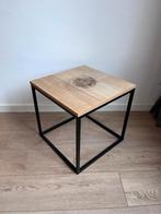 Bijzettafeltje plantentafel opknapper hout zwart metaal, Ophalen, Minder dan 45 cm, Minder dan 55 cm, Rond