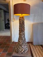 Staande lamp drijfhout 154cm incl kap 25x50cm, Huis en Inrichting, Lampen | Vloerlampen, Ophalen, Gebruikt, Hout, 150 tot 200 cm