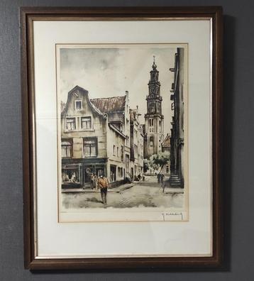 Ets "Roger Hebbelinck" II Amsterdam zicht op de Westertoren beschikbaar voor biedingen