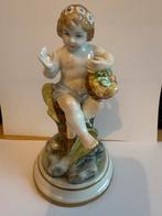 Antieke Porseleinen Figuur - Engel met Fruitmand, Antiek en Kunst, Ophalen