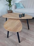 Kiezel vorm salontafel set massief eiken met verjonging, Ophalen, 50 tot 100 cm, Zo goed als nieuw, Minder dan 50 cm