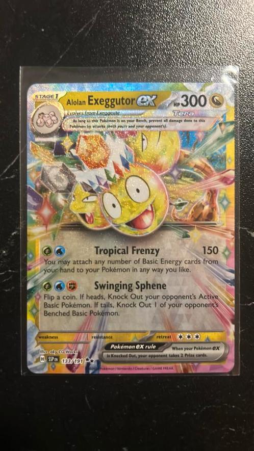 Alolan Exeggutor EX 133/191 Surging Sparks, Hobby en Vrije tijd, Verzamelkaartspellen | Pokémon, Zo goed als nieuw, Losse kaart