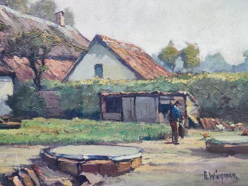 Gerard Wiegman (1875-1964) - Gezicht op boerderij, Antiek en Kunst, Kunst | Schilderijen | Klassiek, Ophalen of Verzenden