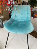 3 Blauwe Stoffen Eetkamerstoelen, Huis en Inrichting, Stoelen, Ophalen, Blauw, Stof, Drie