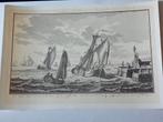 Oude prent van Harlingen met schepen, Antiek en Kunst, Kunst | Etsen en Gravures, Ophalen of Verzenden