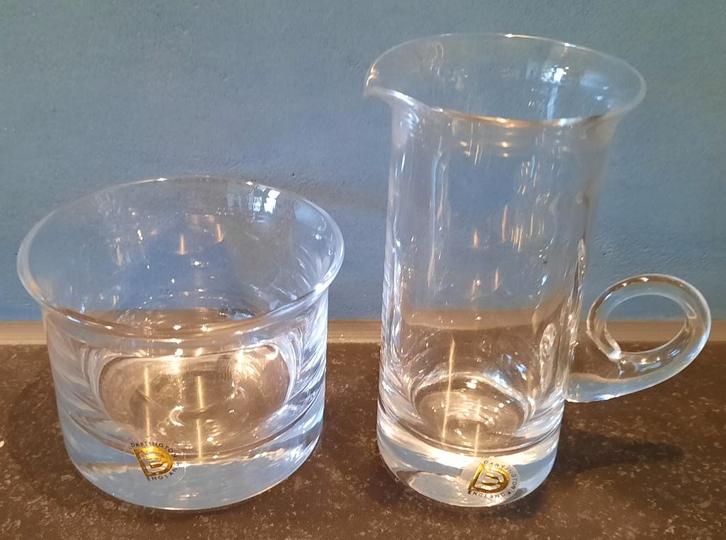 Vintage Dartington glazen melk en suiker setje, Antiek en Kunst, Antiek | Glas en Kristal, Ophalen of Verzenden