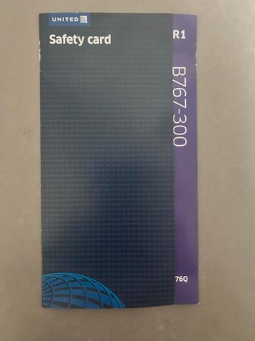 United Airlines B767-300 Veiligheidskaart SOB card beschikbaar voor biedingen