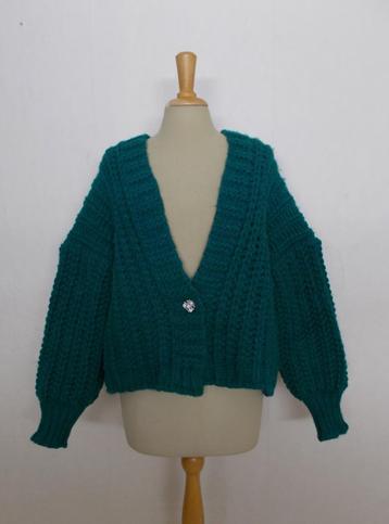 Groen gebreid wol/alpaca mix vest van POM Amsterdam! L beschikbaar voor biedingen