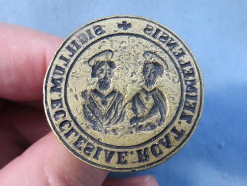 Stempel met heiligen gravering in brons - 18e - 19e eeuw, Antiek en Kunst, Antiek | Koper en Brons, Brons, Ophalen of Verzenden